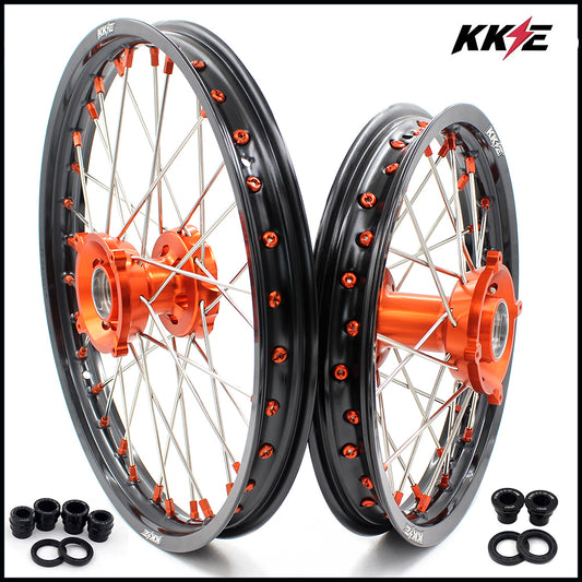 KKE 17"*1.4/14"*1.6 Kid's Big Wheels Rims Fit KTM SX 85 2003-2020 Orange Nipples
