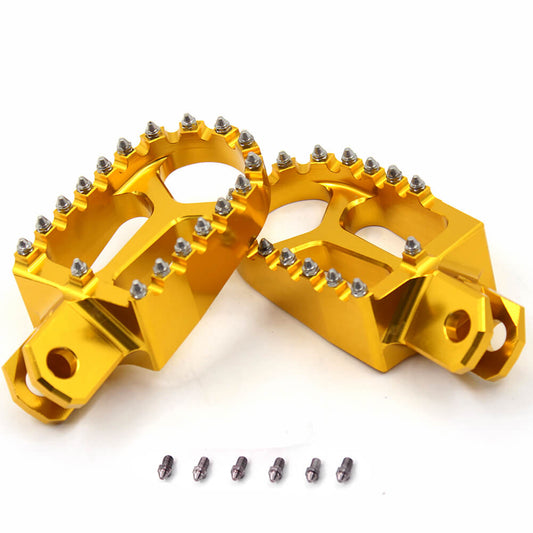 KKE CNC BILLET FOOTPEGS FOOT PEDALS RESTS FOR SUZUKI DRZ400 00-04 DRZ400E 00-07 DRZ400S 00-19 DRZ400SM 05-09 13-19 BLUE GOLD - KKE Racing