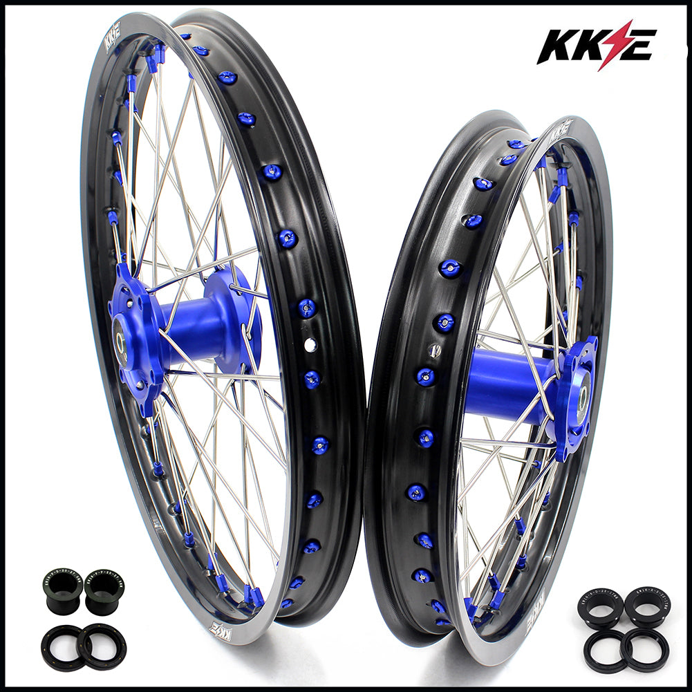 KKE For Kawasaki KX80 KX85 KX100 19/16 Big Kid's Wheels Rims Blue Nipples