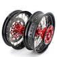 KKE 3.5/4.25 CUSH DRIVE SUPERMOTO WHEELS SET FOR HONDA XR650L 1993-2018 RED SPROCKET - KKE Racing