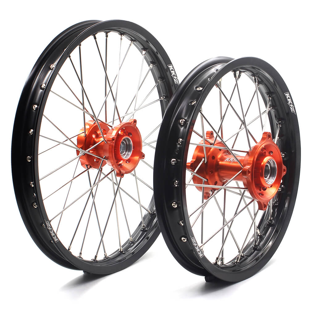 KKE 17/14 KID'S SMALL WHEELS RIMS SET FIT KTM85 SX 2003-2018 MINI BIKE ORANGE CNC HUB - KKE Racing