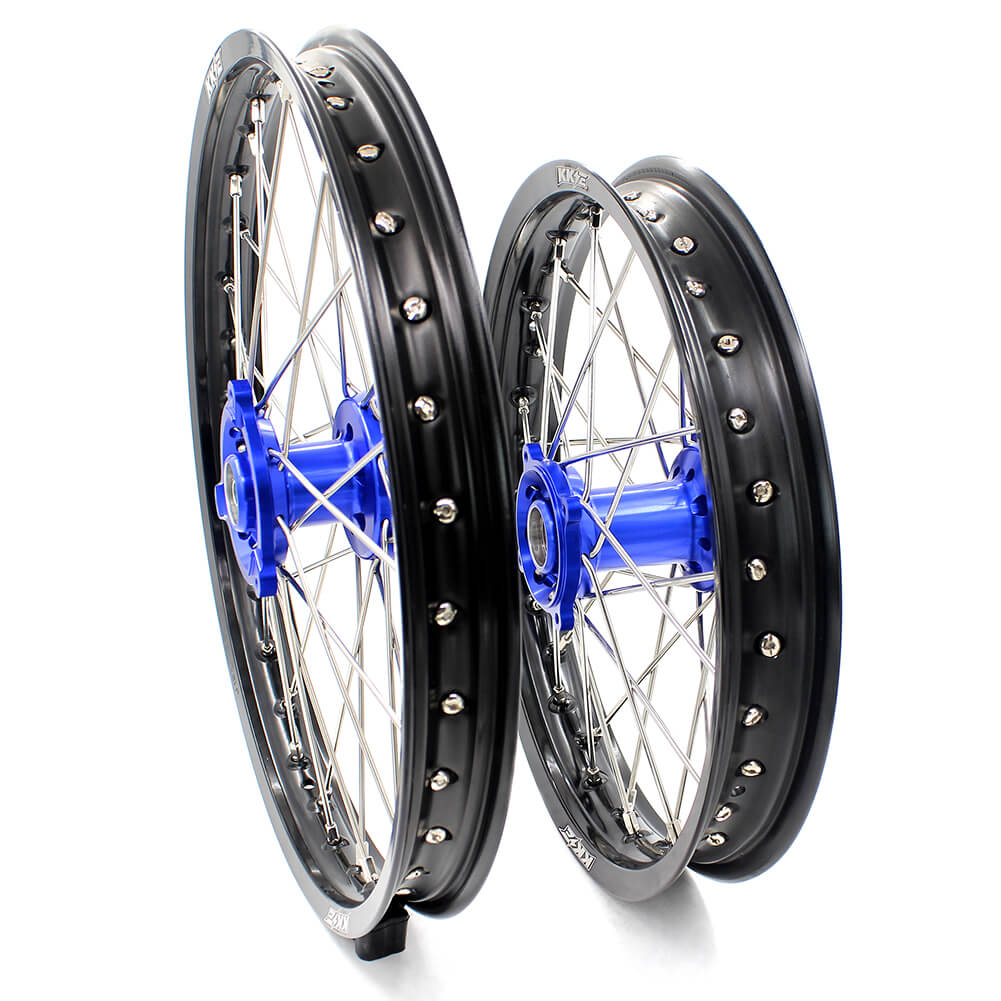 KKE 17/14 YZ80 1990-2001 YZ85 2002-2018 KID'S WHEELS RIMS SET FIT YAMAHA BLUE CNC HUB MINI BIKE - KKE Racing