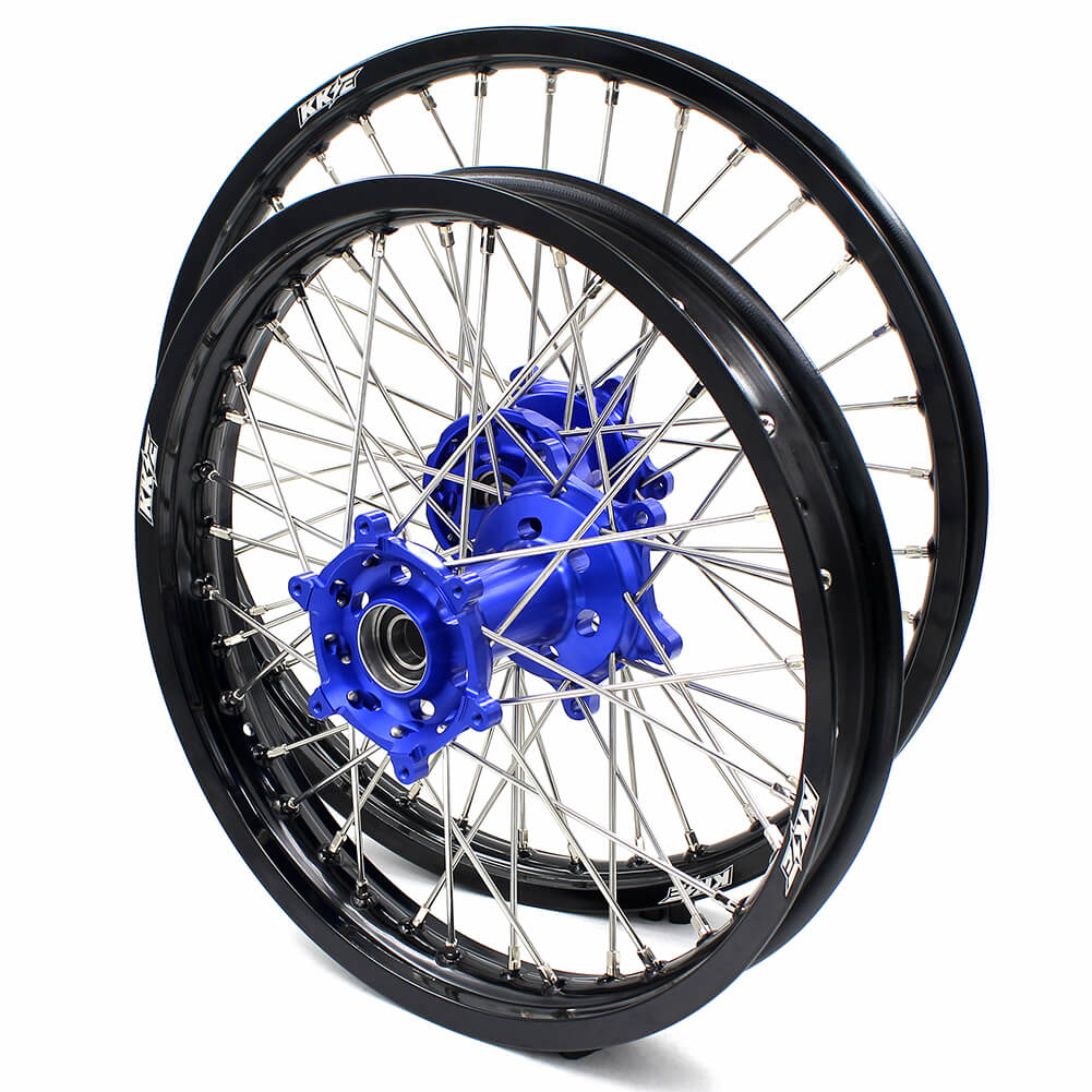 KKE 21/18 ENDURO WHEELS RIMS SET FIT YAMAHA WR250R 2008-2017 DIRT BIKE CNC BLUE HUB - KKE Racing