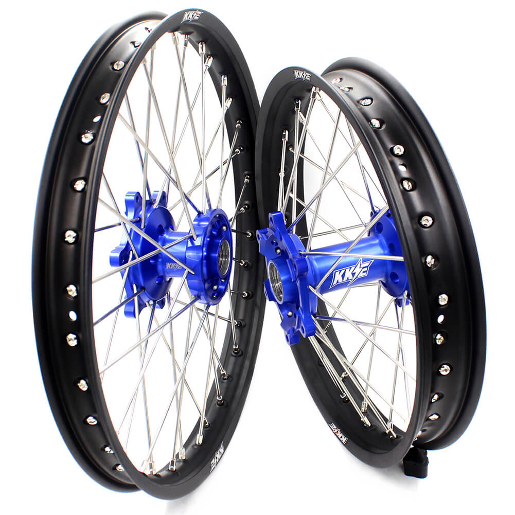 KKE 21/18 ENDURO WHEELS RIMS SET FIT YAMAHA WR250X 2008-2011 DIRT BIKE CNC BLUE HUB - KKE Racing