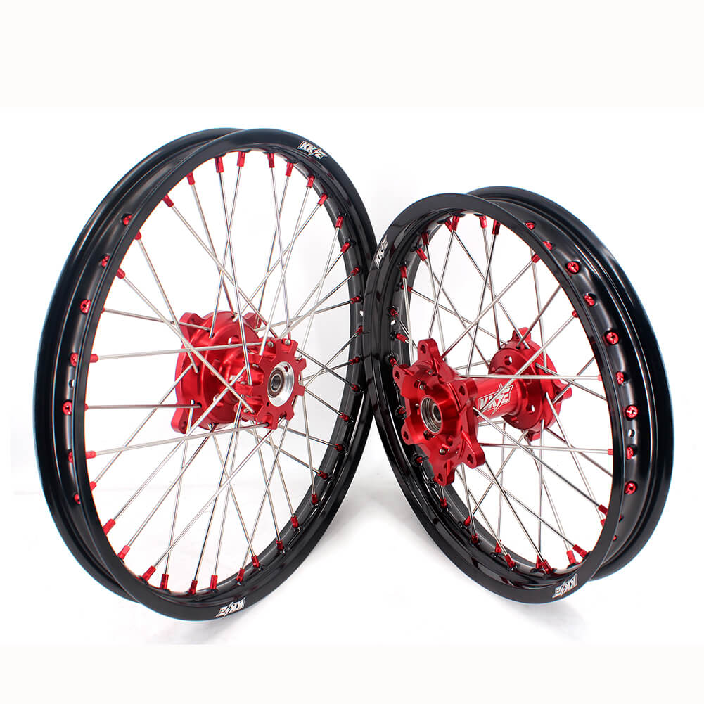 KKE 21" 18" OEM Size Motorcycle Alloy Wheels Rims Compatible with HONDA XR650L 1993-2022 Red Nipples