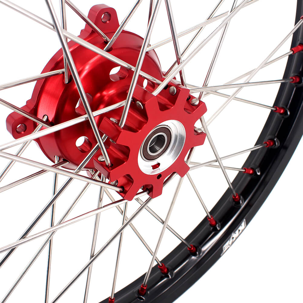 KKE 21" 18" OEM Size Motorcycle Alloy Wheels Rims Compatible with HONDA XR650L 1993-2022 Red Nipples