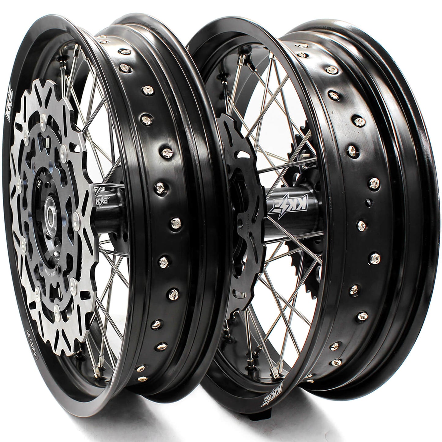 3.5/4.25 WHEELS SET FOR SUZUKI DRZ400 DRZ400E DRZ400S FRONT BLACK 320MM DISC - KKE Racing