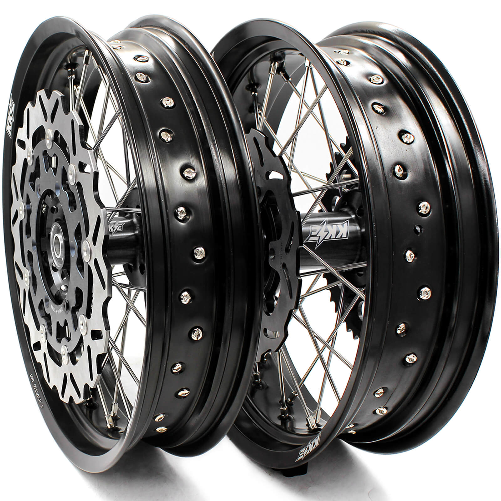 3.5/4.25 WHEELS SET FOR SUZUKI DRZ400 DRZ400E DRZ400S FRONT BLACK 320MM DISC - KKE Racing