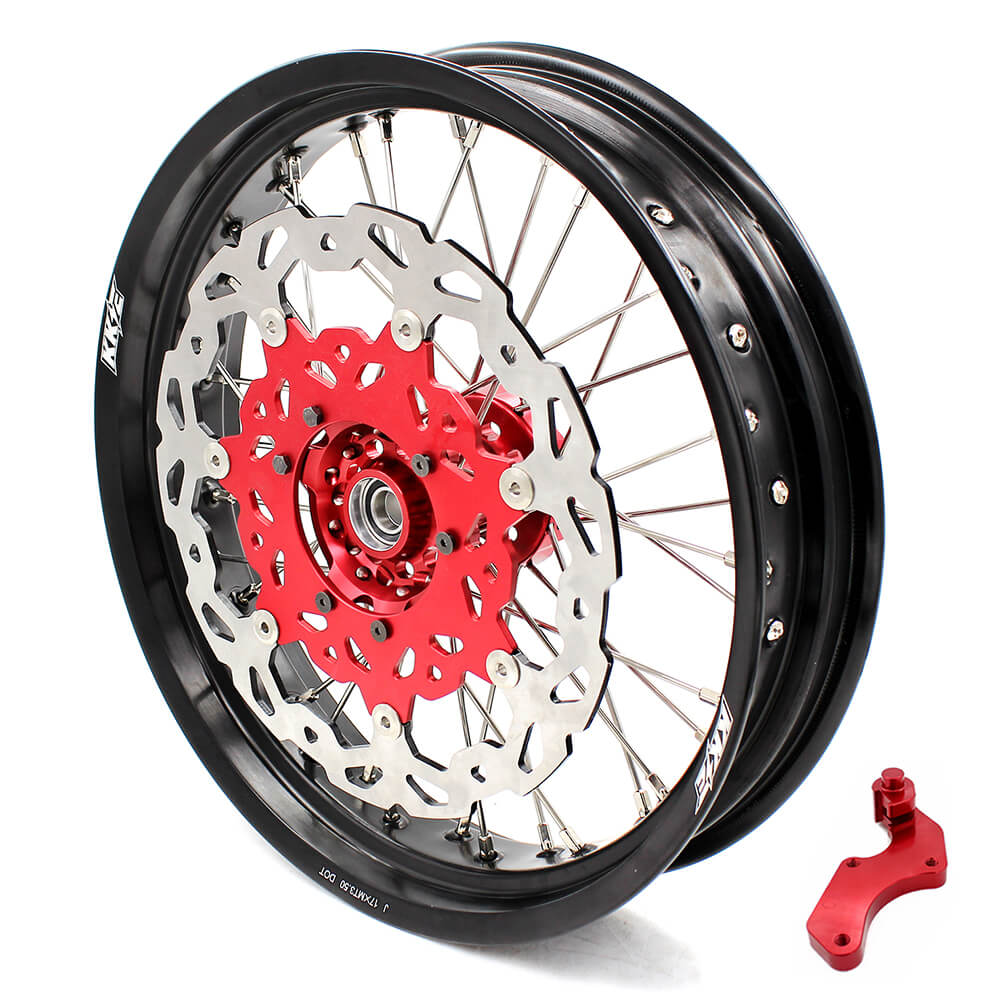 KKE 17 inch Supermoto Wheels Rims for HONDA XR650L 1993-2021 Red Hub Discs