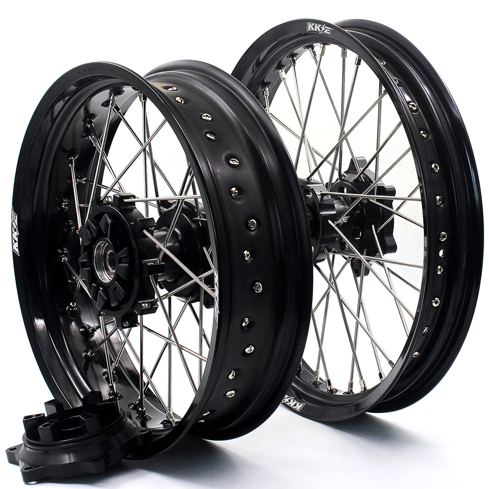KKE 2.5*19 & 4.25*17 Cush Drive Supermoto Wheels for SUZUKI Dr650se 1996-2021 Black