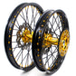 KKE FRONT 1.6*21 REAR 2.15*19 MX WHEELS RIMS SET FOR SUZUKI RMZ250 07-19 RMZ450 05-19 GOLD NIPPLE BLACK SPOKE - KKE Racing