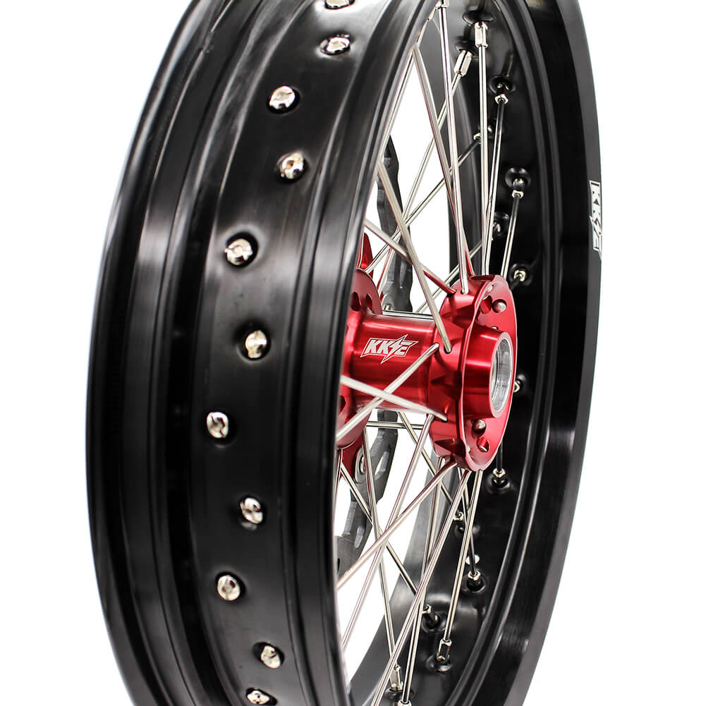 KKE 17 inch Supermoto Wheels Rims for HONDA XR650L 1993-2021 Red Hub Discs