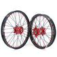 KKE 21/19 MX SPOKED WHEELS RIMS SET FOR SUZUKI RM125 96-07 RM250 96-08 RED NIPPLE BLACK SPOKE - KKE Racing