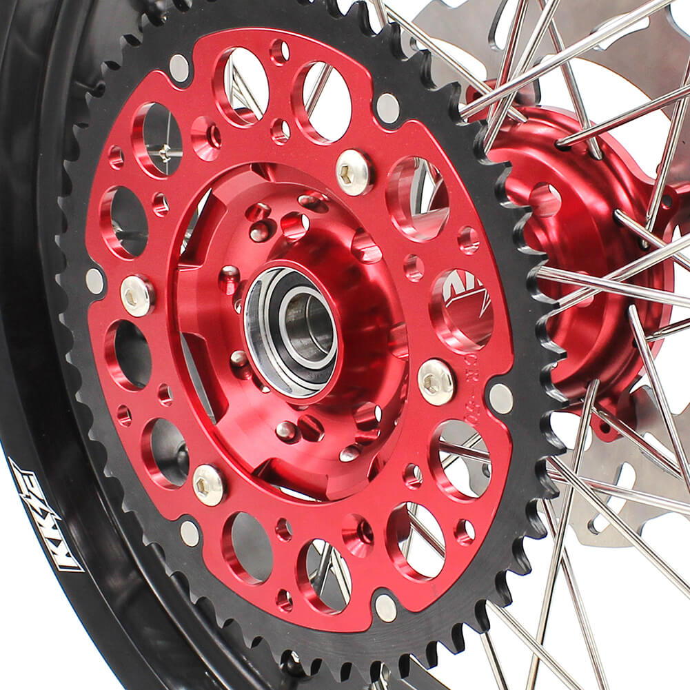 KKE 17 inch Supermoto Wheels Rims for HONDA XR650L 1993-2021 Red Hub Discs