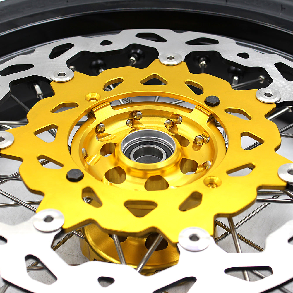 KKE 3.5 & 4.25*17inch Supermoto Rims Tires for SUZUKI RMZ250 2007-2024 RMZ450 2005-2024 Gold