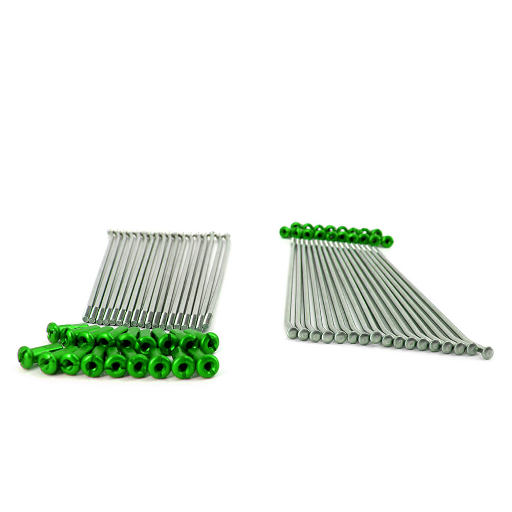 KKE 2.15*19 REAR SPOKE SET WITH GREEN ALLOY NIPPLE FOR KAWASAKI KX250F KX450F 36 PCS - KKE Racing