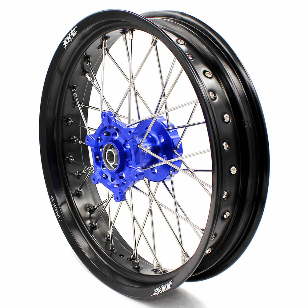 KKE DRZ400 DRZ400S DRZ400E DRZ400SM 3.5/4.25*17 SUPERMOTO WHEELS RIMS SET FIT SUZUKI BLUE CNC HUB - KKE Racing
