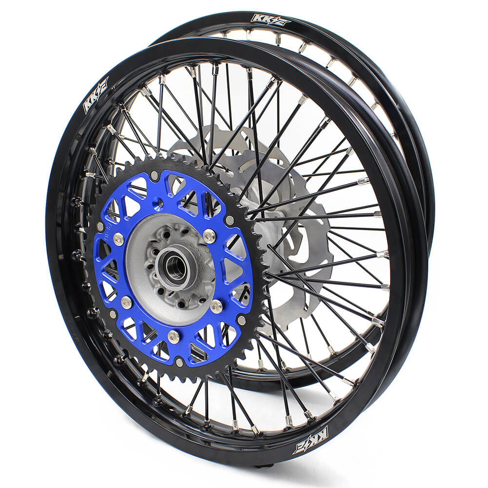 KKE CASTING 21/19 MX WHEELS SET FIT YAMAHA YZ125 YZ250 YZ250F YZ450F SILVER HUB BLACK RIM - KKE Racing