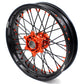 KKE 3.5/4.25 CNC SUPERMOTO WHEELS SET FOR KTM 125-530 2003-2019 ORANGE NIPPLE BLACK SPOKE - KKE Racing