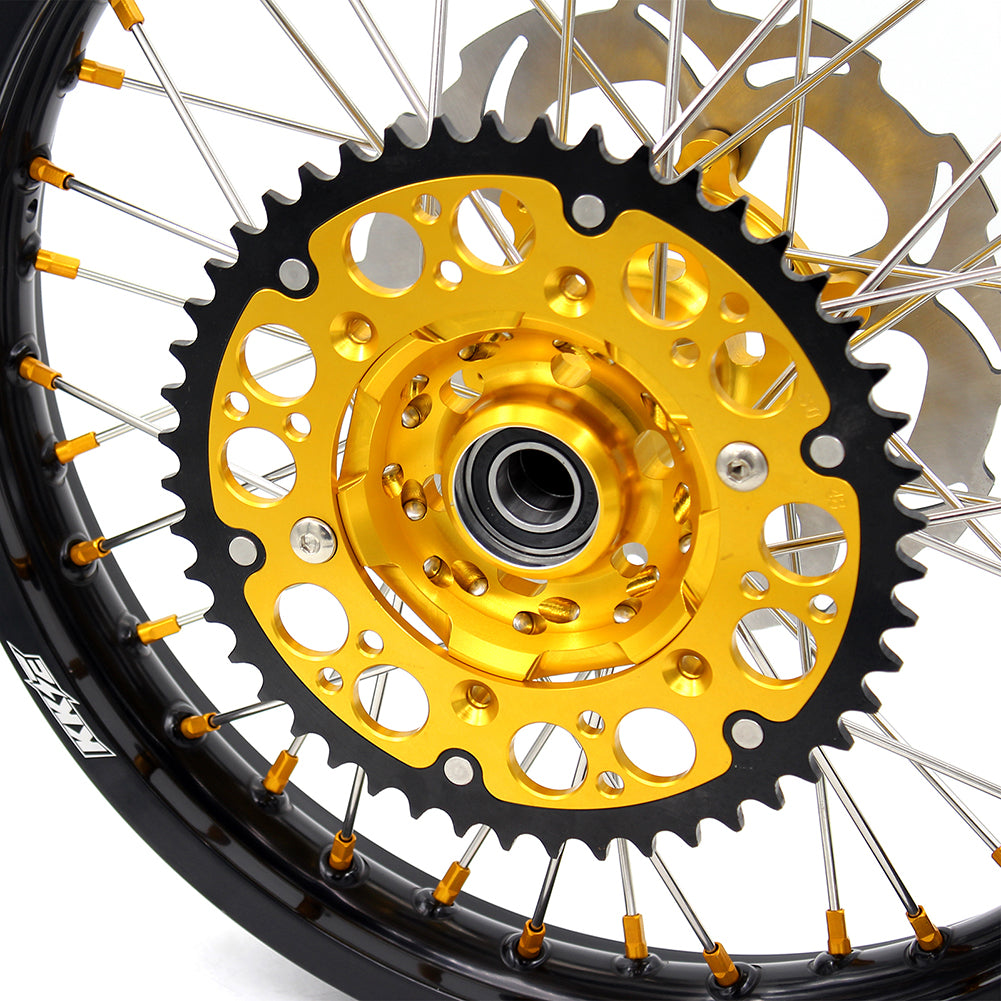 KKE 21 18 INCH SPOKED ENDURO WHEELS SET FOR SUZUKI DRZ400SM 2005-2018 GOLD NIPPLE - KKE Racing