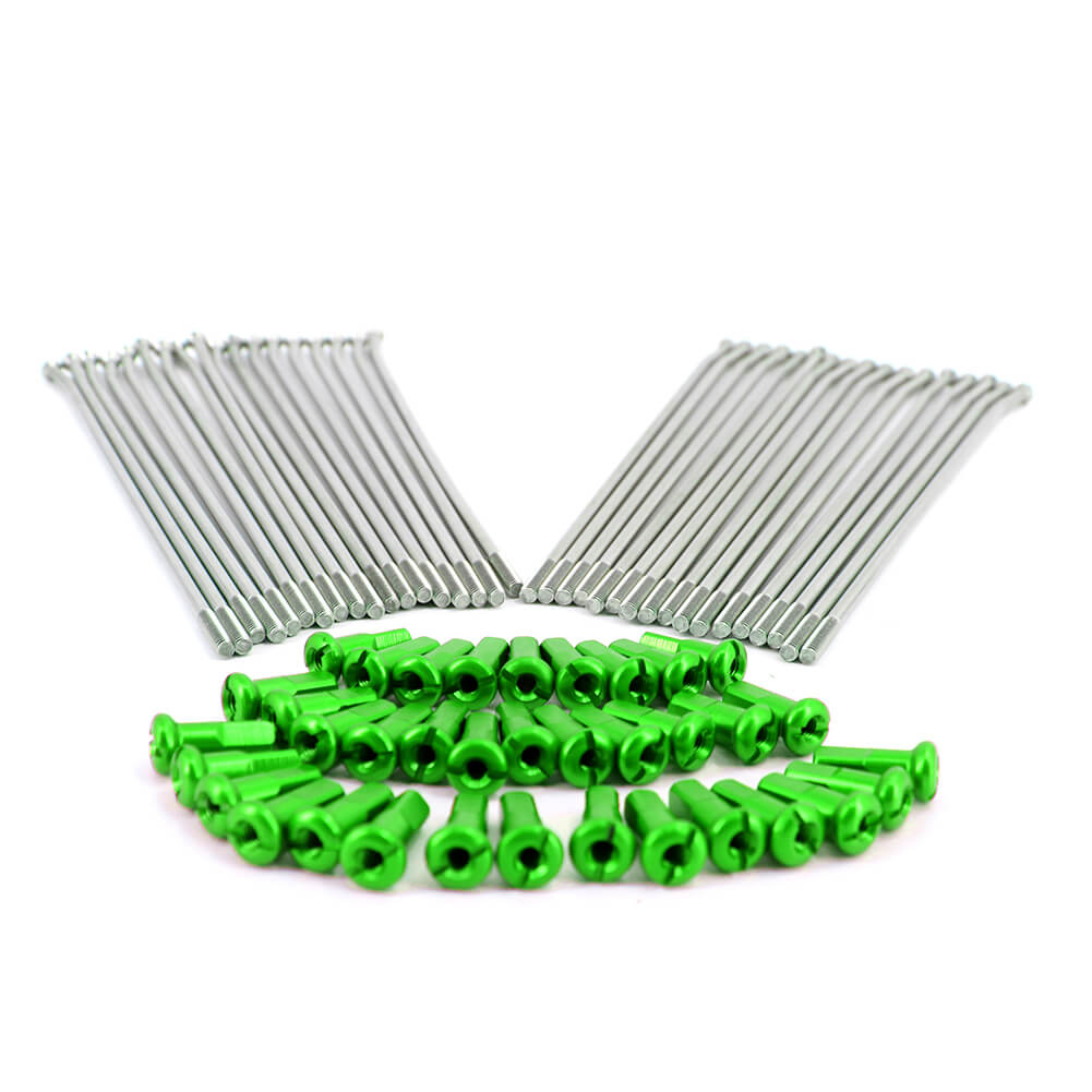 KKE 2.15*19 REAR SPOKE SET WITH GREEN ALLOY NIPPLE FOR KAWASAKI KX250F KX450F 36 PCS - KKE Racing