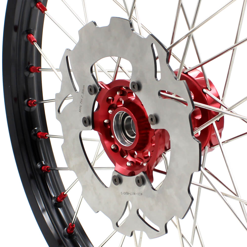 KKE MX/ENDURO DIRT BIKE WHEELS SET FIT HONDA CR125R CR250R 2002-2013 CRF250R 04-13 CRF450R 02-12 RED NIPPLE - KKE Racing