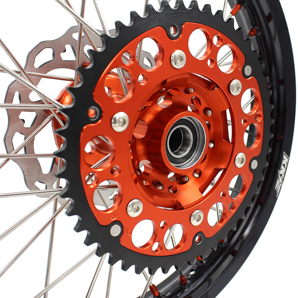 KKE ENDURO MX WHEELS SET FIT KTM 125-530CC ALL MODEL EXCR EXC SXF XCF 125 250 300 350 450 530 ORANGE NIPPLE - KKE Racing