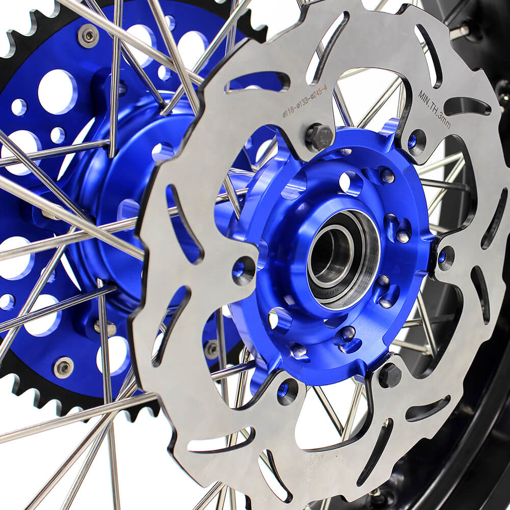 KKE DRZ400 DRZ400S DRZ400E DRZ400SM 3.5/4.25*17 SUPERMOTO WHEELS RIMS SET FIT SUZUKI BLUE CNC HUB - KKE Racing