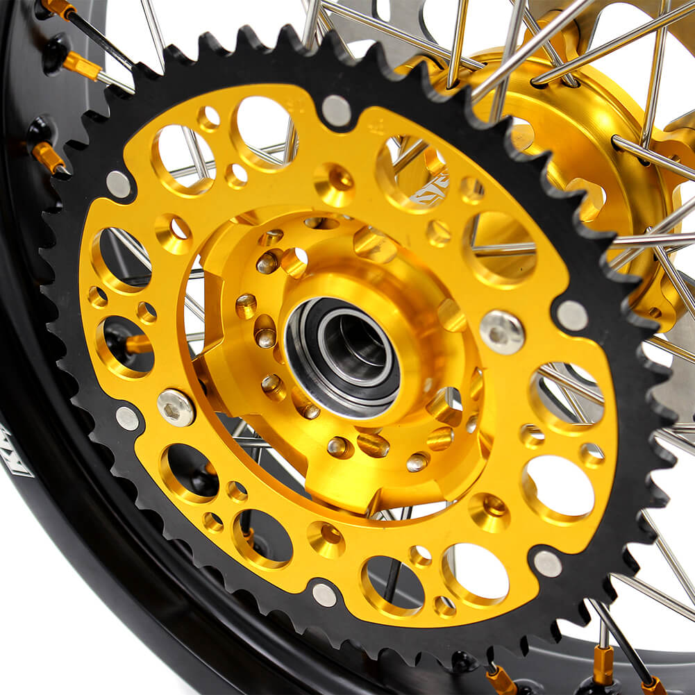 KKE DRZ400 DRZ400S DRZ400E DRZ400SM 3.5/4.25*17 SUPERMOTO WHEELS RIMS SET FIT SUZUKI GOLD CNC HUB & NIPPLE - KKE Racing