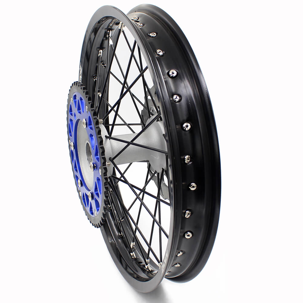 KKE CASTING 21/19 MX WHEELS SET FIT YAMAHA YZ125 YZ250 YZ250F YZ450F SILVER HUB BLACK RIM - KKE Racing