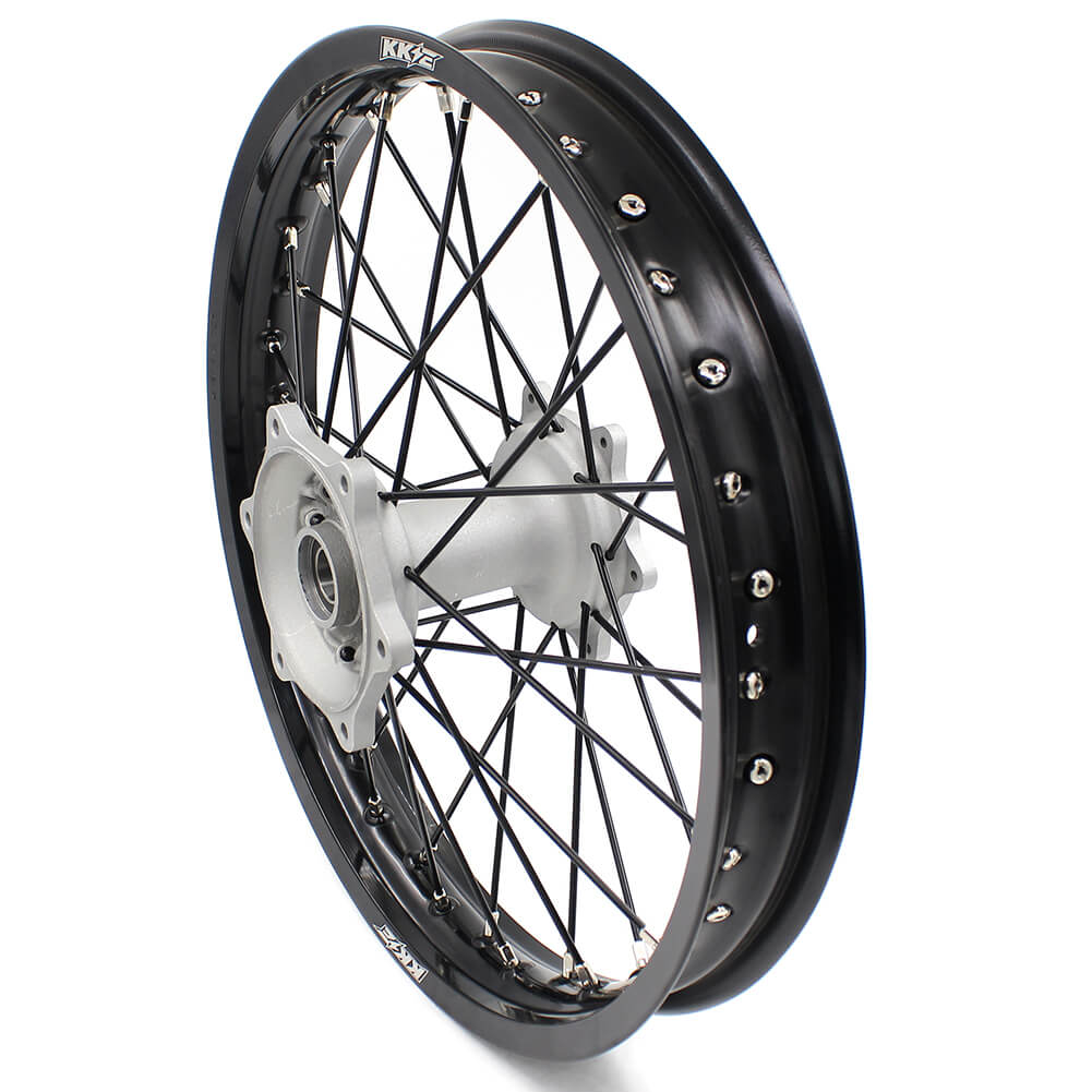KKE CASTING 21/19 MX WHEELS SET FIT YAMAHA YZ125 YZ250 YZ250F YZ450F SILVER HUB BLACK RIM - KKE Racing