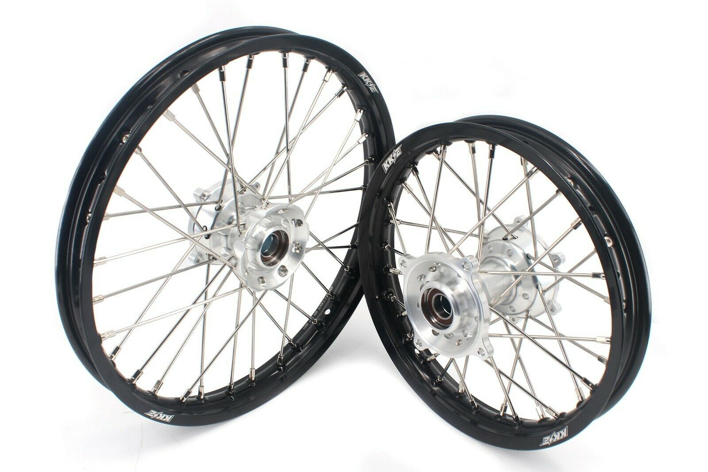 KKE 17"*1.4/14"*1.6 Kids Small Spoked Wheels GLM Rims For KTM SX85 2021-2024 Silver Hub