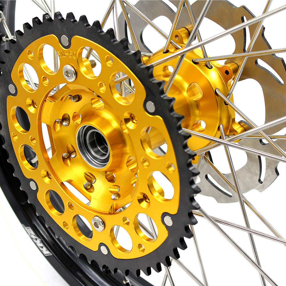 KKE 21" 19" Mx Diretibke Wheels For YAMAHA YZ125 YZ250 1999-2016 YZ250F YZ450F 2003-2015 Gold&Black With Disc