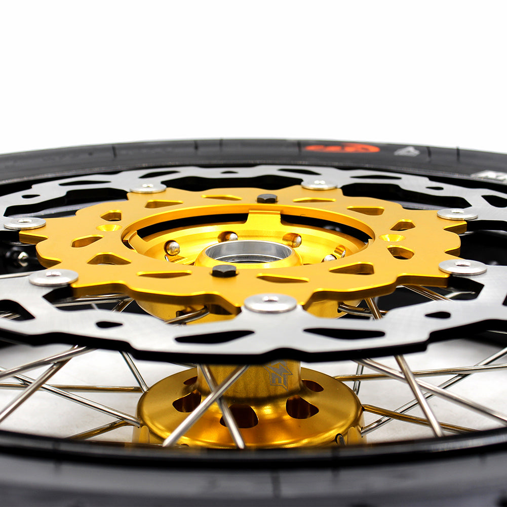KKE 3.5 & 4.25*17inch Supermoto Rims Tires for SUZUKI RMZ250 2007-2024 RMZ450 2005-2024 Gold