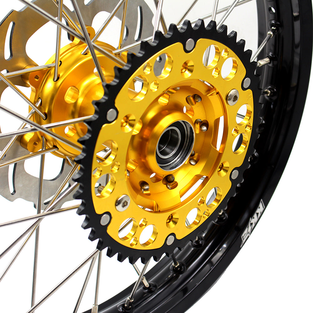 KKE 21" & 19" MX WHEELS RIMS SET FOR SUZUKI RMZ250 2007-2019 RMZ450 2005-2019 GOLD CNC HUBS OFF ROAD MOTORCYCLE RIMS - KKE Racing