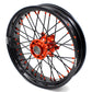 KKE 3.5/4.25 CNC SUPERMOTO WHEELS SET FOR KTM 125-530 2003-2019 ORANGE NIPPLE BLACK SPOKE - KKE Racing