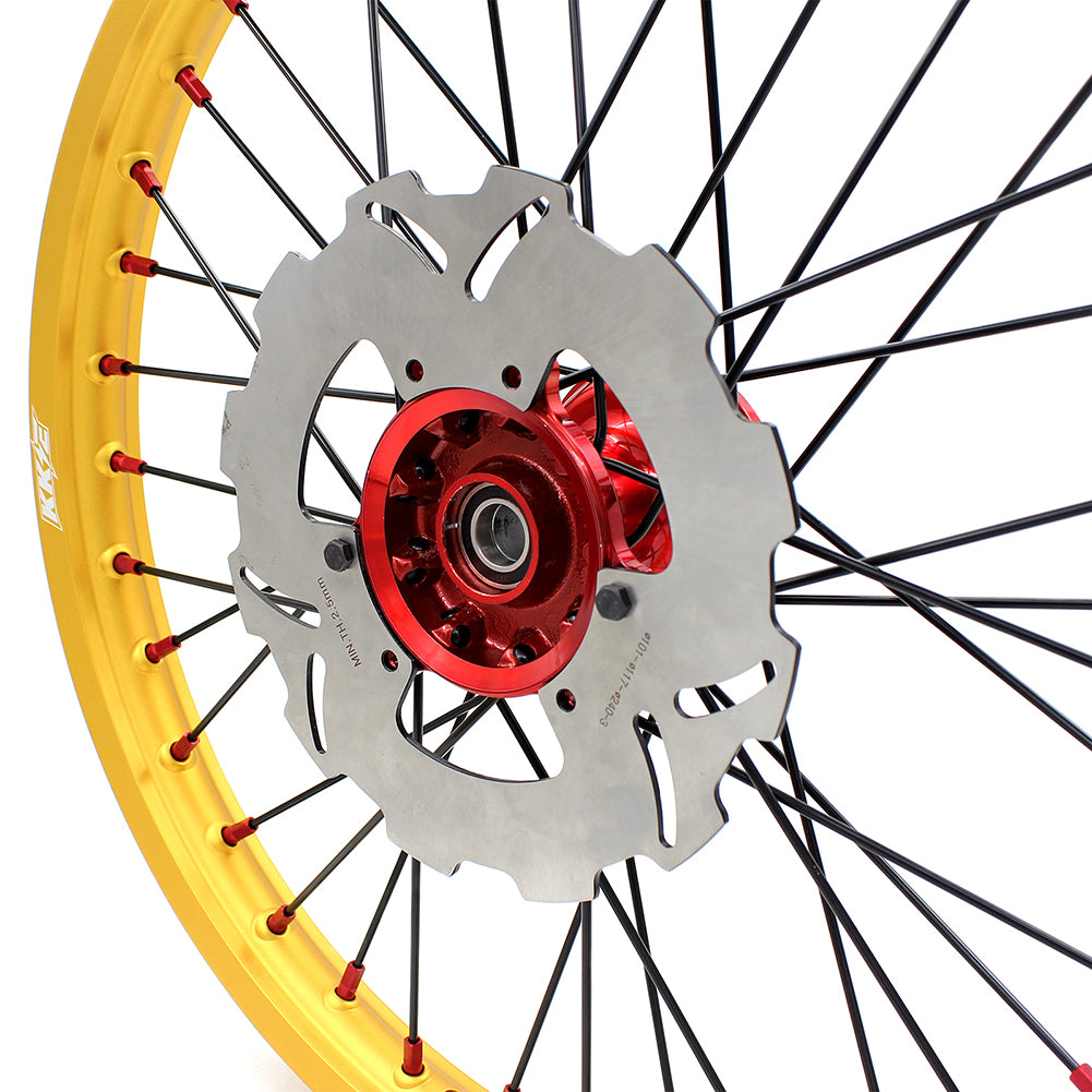 KKE 21" 19" Cast Red Hubs Billet With Gold Rim For HONDA CR125R 1998-2001 CR250R 1997-2001