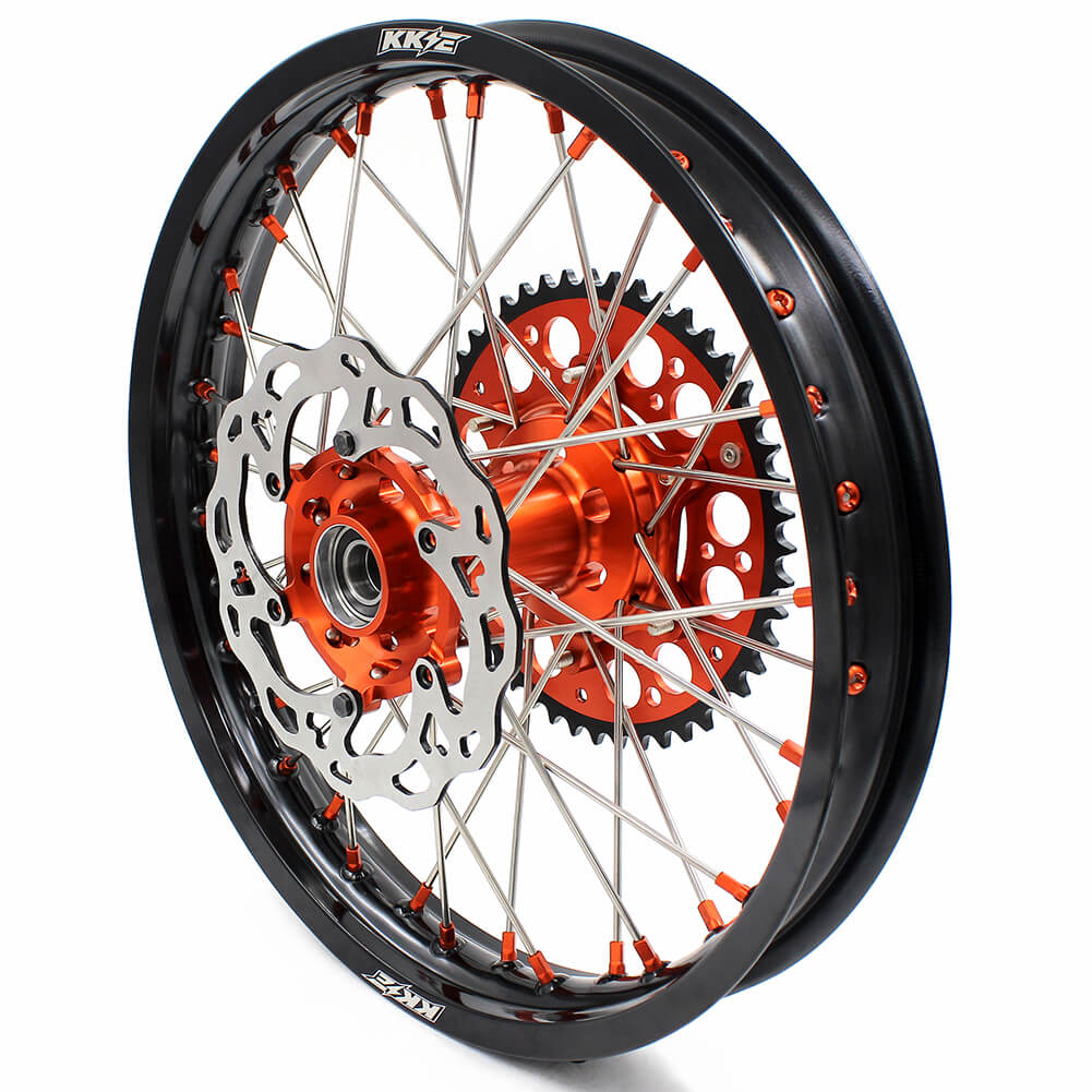 KKE ENDURO MX WHEELS SET FIT KTM 125-530CC ALL MODEL EXCR EXC SXF XCF 125 250 300 350 450 530 ORANGE NIPPLE - KKE Racing