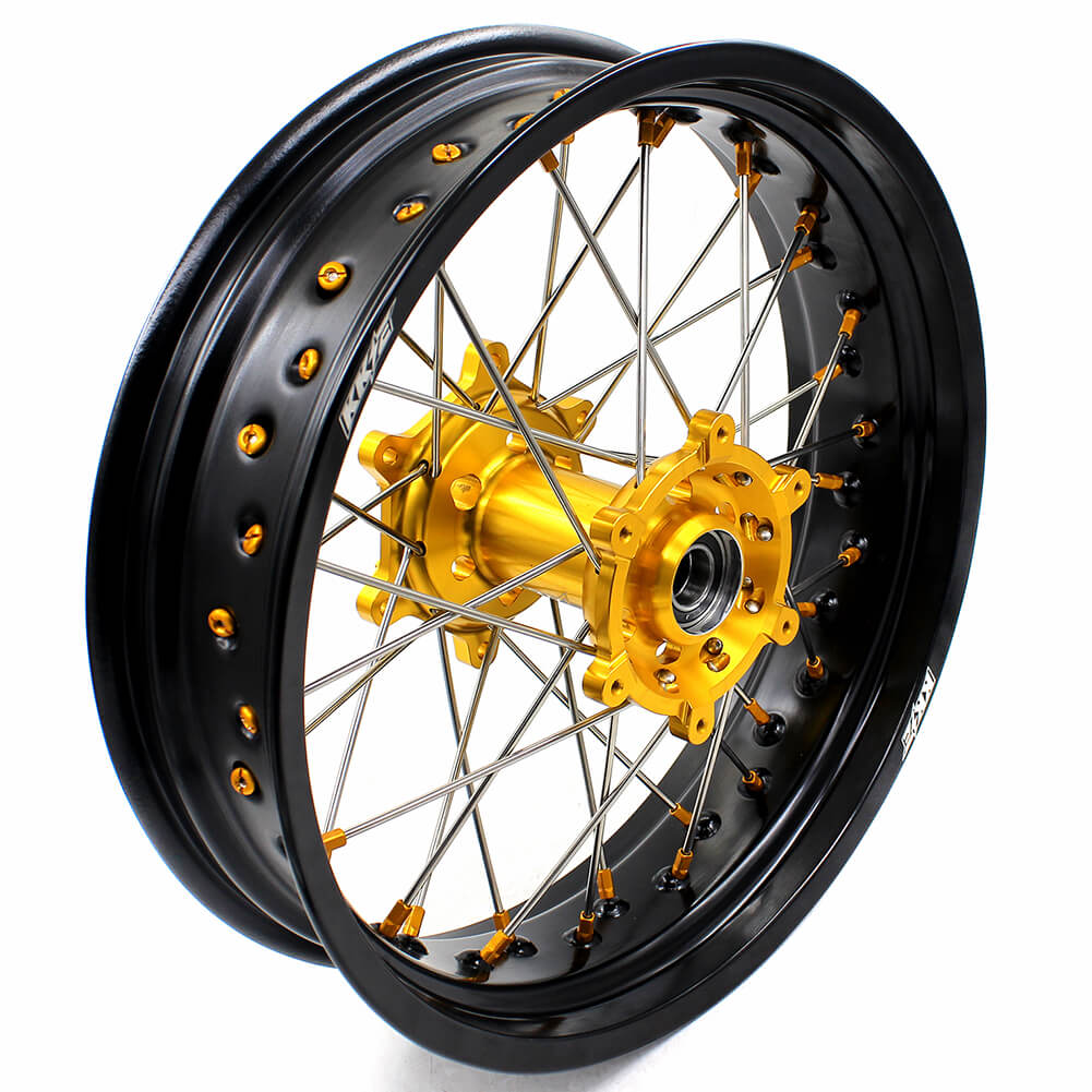KKE DRZ400 DRZ400S DRZ400E DRZ400SM 3.5/4.25*17 SUPERMOTO WHEELS RIMS SET FIT SUZUKI GOLD CNC HUB & NIPPLE - KKE Racing