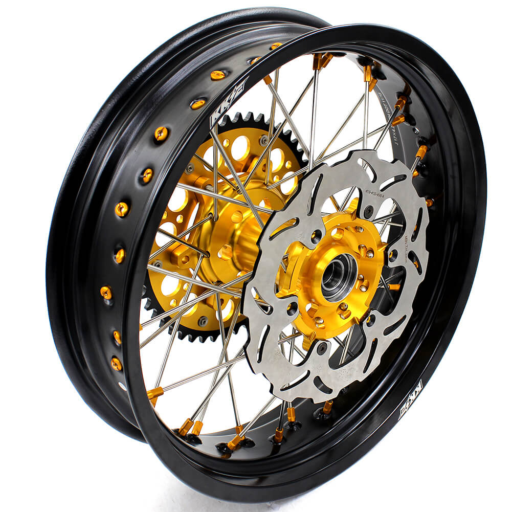 KKE DRZ400 DRZ400S DRZ400E DRZ400SM 3.5/4.25*17 SUPERMOTO WHEELS RIMS SET FIT SUZUKI GOLD CNC HUB & NIPPLE - KKE Racing