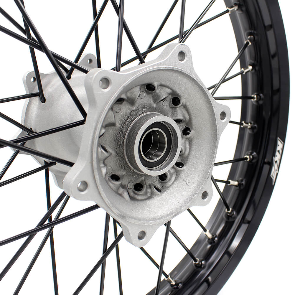 KKE CASTING 21/19 MX WHEELS SET FIT YAMAHA YZ125 YZ250 YZ250F YZ450F SILVER HUB BLACK RIM - KKE Racing