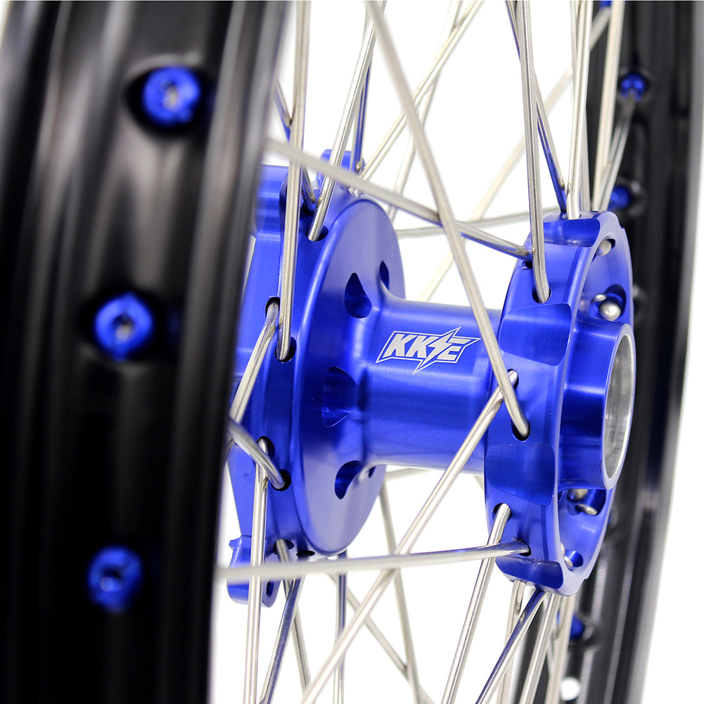 KKE 21"&19" Mx Dirtibke Wheels For YAMAHA YZ125 YZ250 YZ250F YZ450F WR450F Blue Nipples