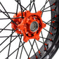 KKE 3.5/4.25 CNC SUPERMOTO WHEELS SET FOR KTM 125-530 2003-2019 ORANGE NIPPLE BLACK SPOKE - KKE Racing