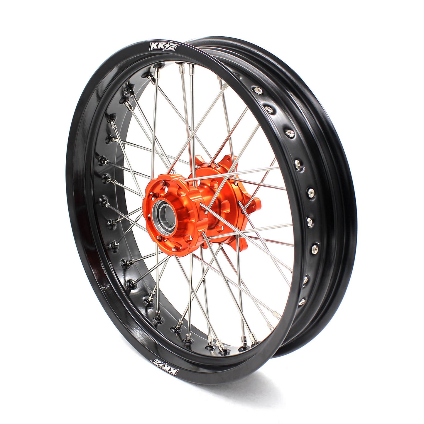 KKE 3.5/4.25 CUSH DRIVE SUPERMOTO WHEELS SET FOR KTM SX SXF XCW XCF EXC EXCW 2003-2019 ORANGE HUB - KKE Racing