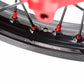 KKE 21/19 MX SPOKED WHEELS RIMS SET FOR SUZUKI RM125 96-07 RM250 96-08 RED NIPPLE BLACK SPOKE - KKE Racing