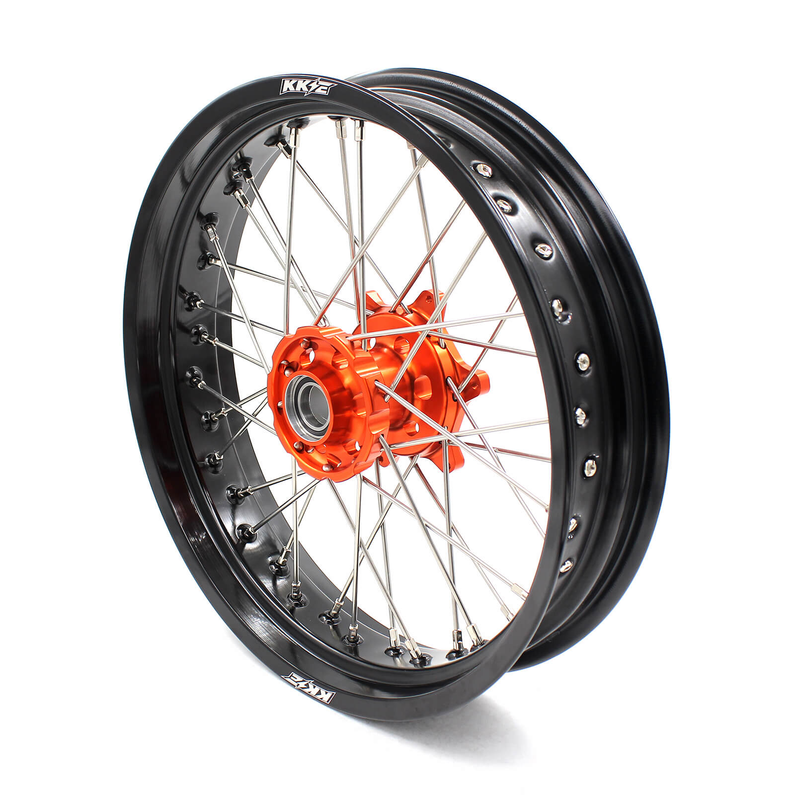 KKE 3.5/4.25 CUSH DRIVE SUPERMOTO WHEELS SET FOR KTM SX SXF XCW XCF EXC EXCW 2003-2019 ORANGE HUB - KKE Racing
