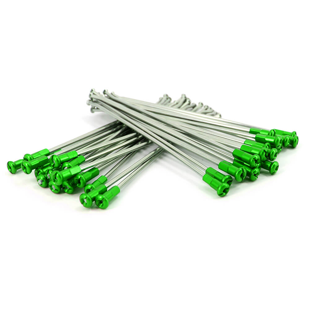 KKE 2.15*19 REAR SPOKE SET WITH GREEN ALLOY NIPPLE FOR KAWASAKI KX250F KX450F 36 PCS - KKE Racing