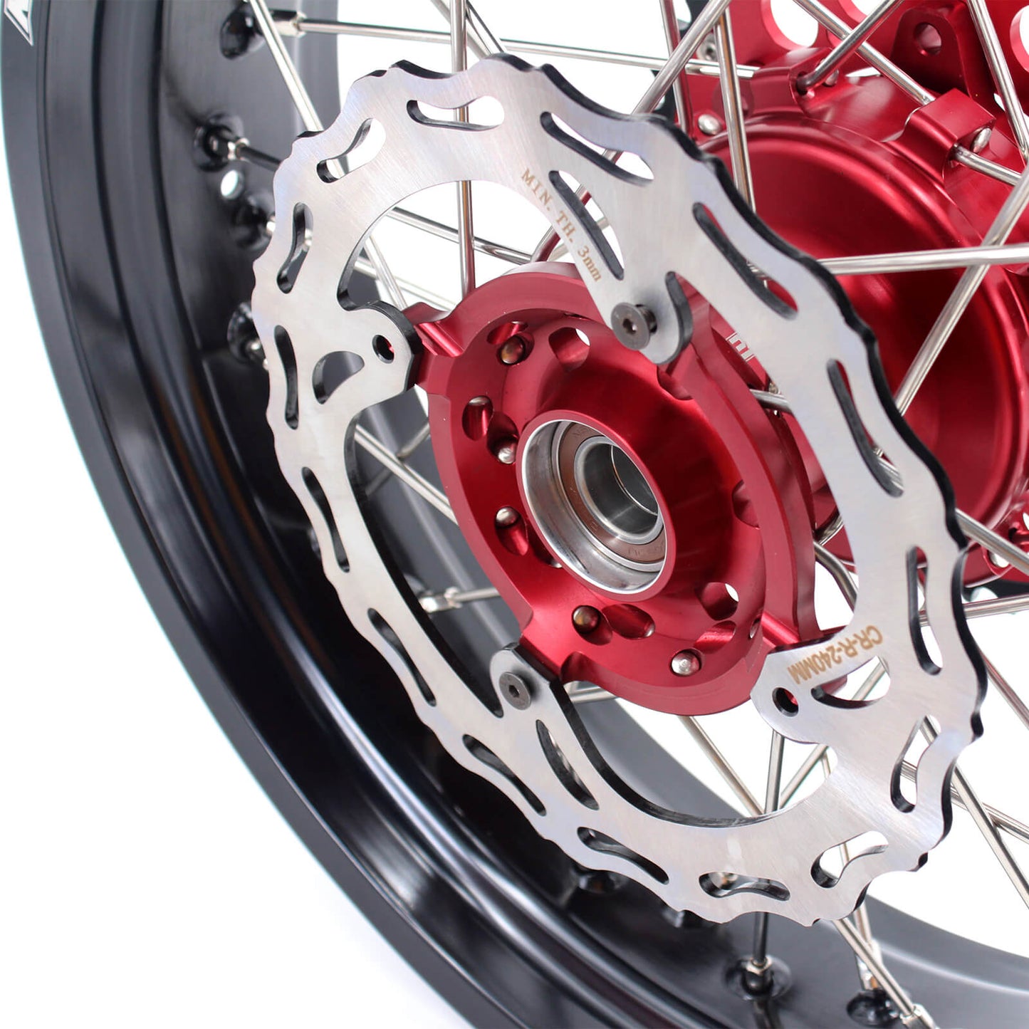 KKE 3.5/4.25 CUSH DRIVE SUPERMOTO WHEELS SET FOR HONDA XR650L 1993-2018 RED SPROCKET - KKE Racing