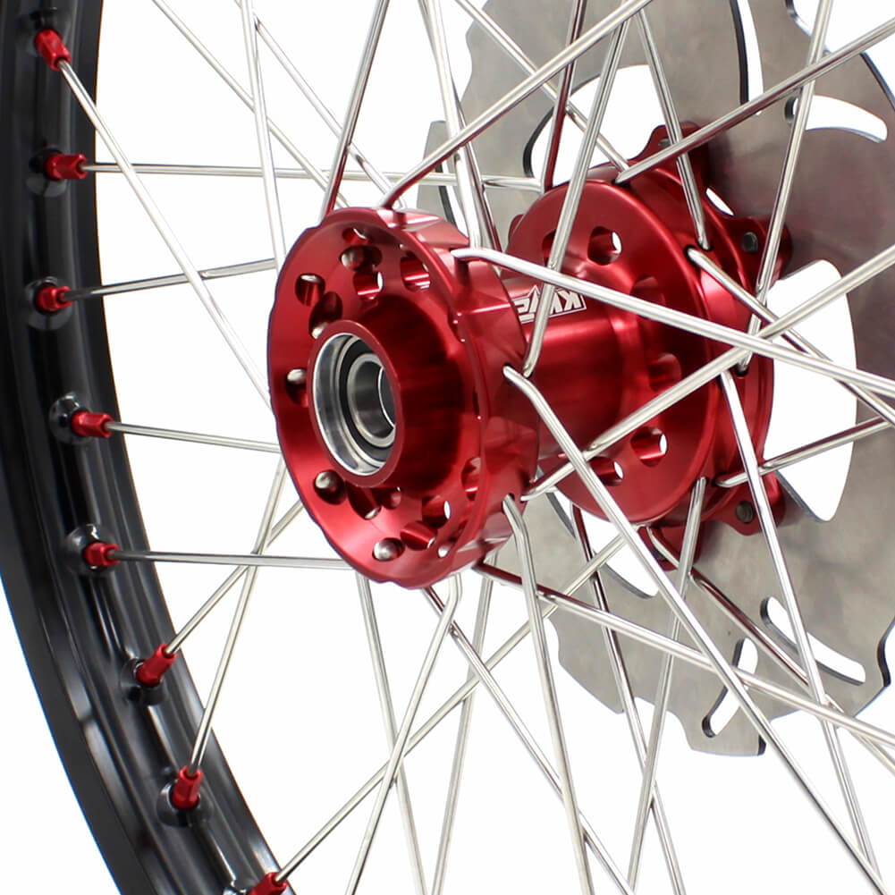 KKE MX/ENDURO DIRT BIKE WHEELS SET FIT HONDA CR125R CR250R 2002-2013 CRF250R 04-13 CRF450R 02-12 RED NIPPLE - KKE Racing