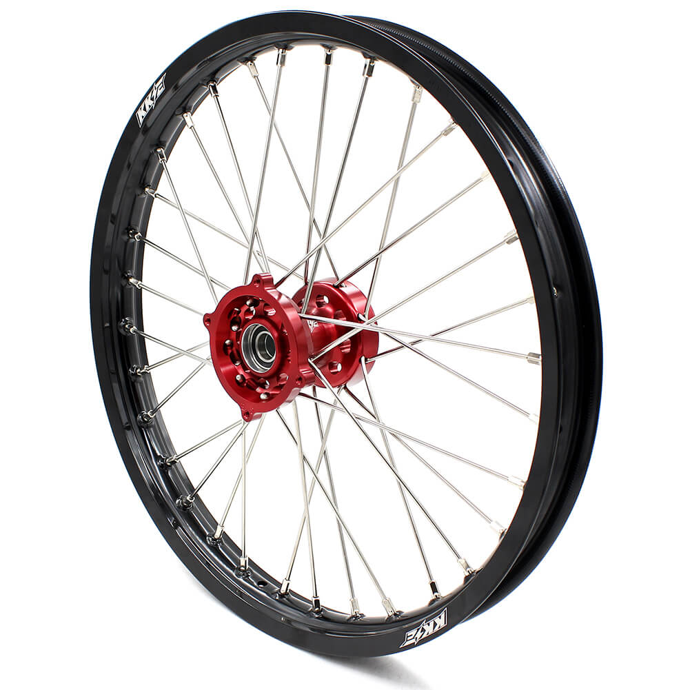 KKE 19/16 KID'S BIG WHEELS RIMS SET FIT HONDA CR80R 1993-2002 CR85R 2003-2008 MINI BIKE RED CNC HUB - KKE Racing